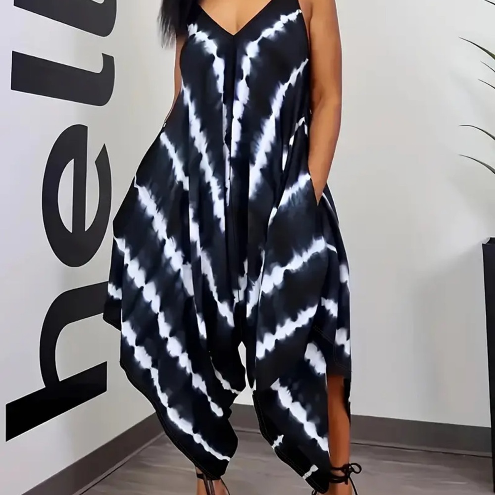 Stylish Black and White Jumpsuit